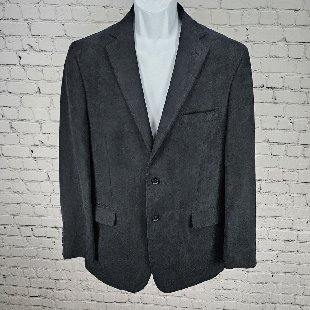Tasso Elba Black Microfiber 2 Button Single Vented Notch Blazer Sport Coat 40R